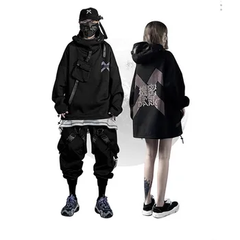 Funkcinės Hip-Hop Techwear Astronautas Hoodies Megztiniai Vyrams Streetwear Gobtuvu Pora Atspindintis Pliušinis Rudens Žiemos (Puloveris)