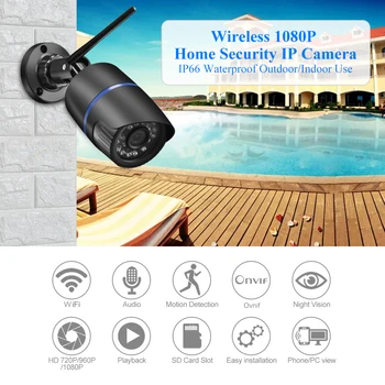 Gadinan Wi-fi IP Kamera, Garso Įrašymo 1080P 2.0 MP HD Wireless Tinklo Priežiūros Onvif Naktinio Matymo Vandeniui TF Kortelės Lizdas Cam