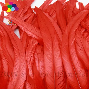Gamtos 25-30 CM (10-12 cm) uodega gaidys de dažyti raudona 20-200PCSDIY amatų, juvelyrikos paroda kostiumas apdailos plunksna