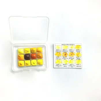 Geltona serija 12 spalvų Mini dėžutė pakuotės Pavasario gėlių akvarelės dažų paskirstymo disko 0,5 ml/1ml/2ml sub-paketas