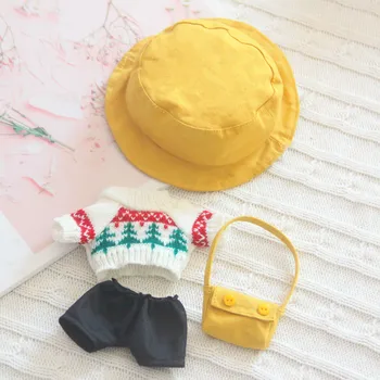 Geltona skrybėlė kuprinė megztinis drabužiai, kelnės 20cm kostiumas 20cm lėlės exo lėlės drabužiai lėlės priedai
