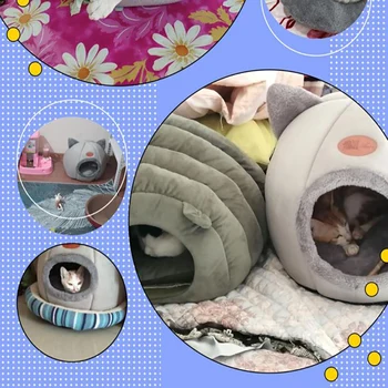 Gilaus miego komforto žiemą, kačių lovoje, mažai šunų krepšelį katės namai fors produktų augintiniai palapinė jaukus urvas lovos Patalpų cama gato