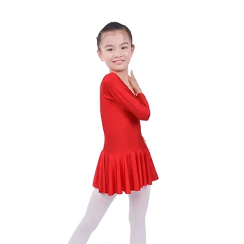 Gimnastika Leotard Ilgomis Rankovėmis Vaikų Vaikų Mergaičių Maudymosi Kostiumėlį, Baleto Šokių Suknelė Bamblys Dancewear Dailiojo Čiuožimo Suknelė-Ballerina