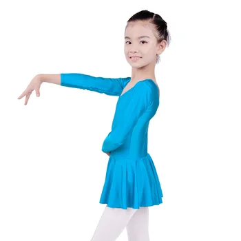 Gimnastika Leotard Ilgomis Rankovėmis Vaikų Vaikų Mergaičių Maudymosi Kostiumėlį, Baleto Šokių Suknelė Bamblys Dancewear Dailiojo Čiuožimo Suknelė-Ballerina