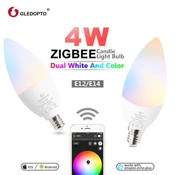 GLEDOPTO Zigbee RGB+BMT Smart House LED 4W Žvakių Šviesos E12/E14 Smart Home Pritemdomi Lemputės Suderinamos Su 
