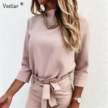 Golfo Moterų Palaidinė Nauja Siunta Atsitiktinis Ilgomis Rankovėmis Plius Dydis Kietas Marškinėliai Baltos Spalvos Black, Pink Biuro Darbo Viršūnių Streetwear