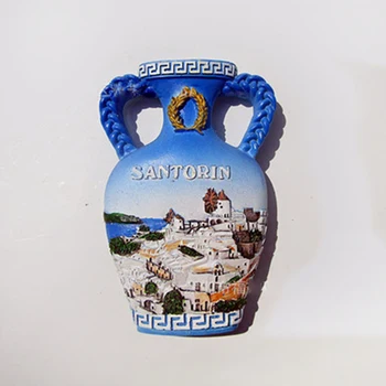 Graikijos Santorini Viduržemio jūros Vandens Butelis Turizmo Atminimo Šaldytuvas Lipdukai 3D Vaza Magnetas Šaldytuvas Apdaila