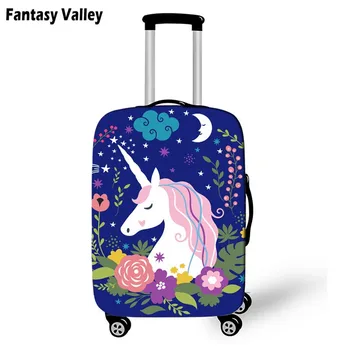 Gražus Gėlių Vienaragis Kelionės Bagažo Apsaugine danga Moterų bagages Padengti Girls Cartoon Vienaragis Kelionės Lagaminą Priedai