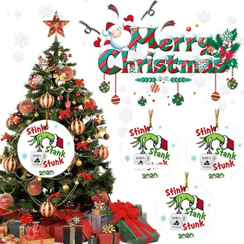 Grinch Ranka Veidą Padengti Modelis Kalėdų Individualizuoti Pakabukas Kalėdų Eglutės Ornamentu Dekoravimui QP2