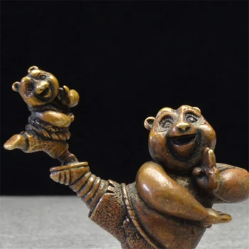 Gryno Vario Kinijos Panda Mielas Animacinis Personažas, Bronzinė Statula Derliaus Kung Fu Gyvūnų Miniatiūrinės Figūrėlės Darbalaukio Ornamentu Dekoras