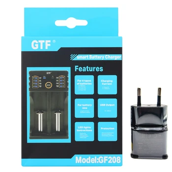 GTF Naujas GF208 18650 Baterija, Įkroviklis 26650 16340 RCR123 14500 LiFePO4 1.2 V Ni-MH Ni-Cd 5V 2A USB kištukas AAA AA 18650 elementų