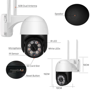H. 265X 5MP PTZ Wifi IP Kameros 1080P 2MP Speed Dome AI Saugumo Kameros Belaidžio ONVIF Garso Lauko Vandeniui IR Spalvų Naktį IPC