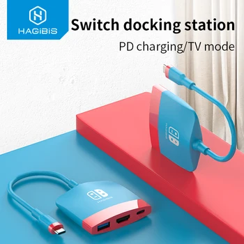 Hagibis Jungiklis Dokas TV Dock for Nintendo Jungiklis Portable Docking Station USB C iki 4K HDMI-USB 3.0 PD 