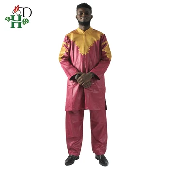 H&D Afrikos mens drabužių tradicinis užtrauktukas riche africano hombres camisa con pantalones bordado camiseta pantalones dashiki