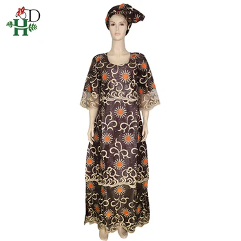 H&D dashiki afrikos suknelės moterims heidi bazin riche siuvinėjimo ilga suknelė ir oficialus tradicinės afrikos suknelės nigerijos gele headtie