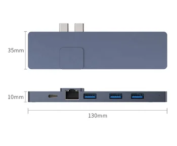 Hannord C Tipo Hub USB Dual C Hub Adapteris 4K HDMI Thundebolt3 PD Įkrovimo USB3.0 Gigabite Lan Adapteris, skirtas 