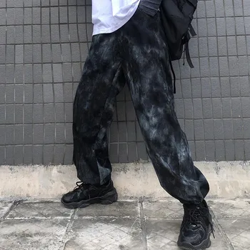 Harajuku Kaklaraištis Dažų Kelnės Moterims Spausdinti Atsitiktinis, Atvėsti Punk Kišenę Laisvus Kelnių Moterų Nuosėdos Gotikos Moterų Hip-Hop Goth Streetwear