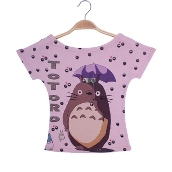 Harajuku Totoro print t-marškinėliai moterims Vakarų 2018 naujas vasaros mados grils pasėlių viršuje tees trumpas rankovės nemokamas pristatymas didmeninė