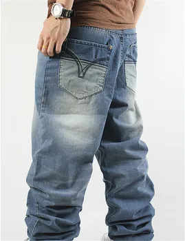 Haremo Stiliaus Didelis Metrų Džinsai Vyrų Banga Naujas Hip-Hop Baggy Jeans Klubo Palaidi Tiesūs Džinsai Kelnės Riedlentė