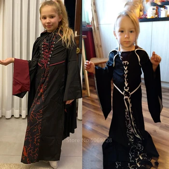 Helovinas kostiumas vaikams Mergaitėms, Ragana, Vampyras Cosplay Viduramžių Vintage Suknelė Vaikų Diena, Miręs drabužiai Karnavaliniai Šalis