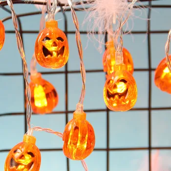 Helovinas Moliūgų Šviesos Eilutės Lauko LED Girliandą Žibintas 3D Namų Pasakų Žibintai Šalis Dekoro Kambarį Kiemo baterijomis