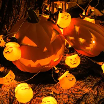 Helovinas Moliūgų Šviesos Eilutės Lauko LED Girliandą Žibintas 3D Namų Pasakų Žibintai Šalis Dekoro Kambarį Kiemo baterijomis