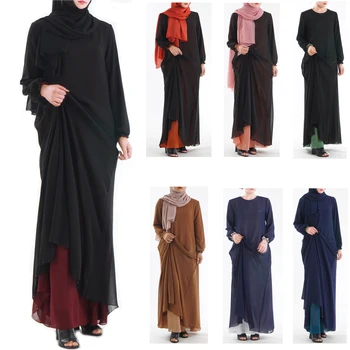 Hijab dvipusis Suknelės Ramadanas Eid Šifono Abaja Dubajus Turkija, arabų Musulmonų Suknelė Moterims Maroc Kaftan Sukienki Vestidos Skraiste