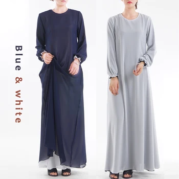 Hijab dvipusis Suknelės Ramadanas Eid Šifono Abaja Dubajus Turkija, arabų Musulmonų Suknelė Moterims Maroc Kaftan Sukienki Vestidos Skraiste