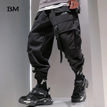 Hip-Hop Track Kelnės 2019 korėjos Stiliaus Poilsiu Mados Techwear Kelnes EXO Mens Baggy Pants 5XL Streetwear Haremo Kelnės