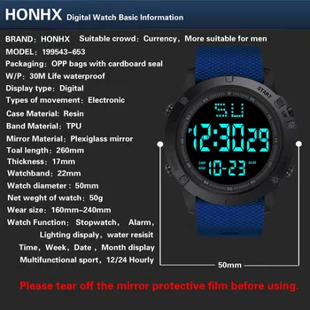 HONHX Moterys Vyrai Vandeniui G Stiliaus LED Skaitmenine Data Karinės Sporto Šoko Gumos Elektroninių Žiūrėti RED Žadintuvas Mujer Laikrodis Fi