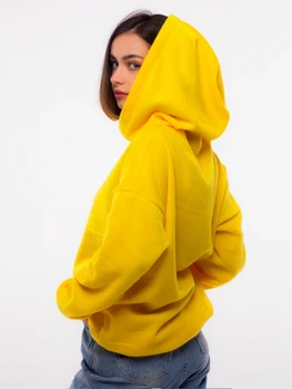 Hoodie (palaidinukė palaidinukė, megztinis, moterų negabaritinių drabužių paauglys) gamykloje pasididžiavimas geltona