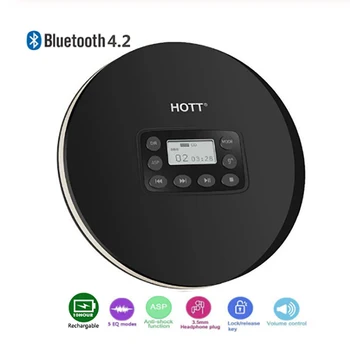 HOTT CD Grotuvas su Portable Bluetooth, CD Grotuvas, Muzikos Grotuvas, Hi-Fi 