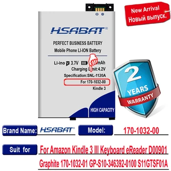 HSABAT 0 Ciklo 2250mAh 170-1032-00 Baterija Amazon Kindle 3 III Klaviatūros eReader D00901 Grafito Aukštos Kokybės Baterijų