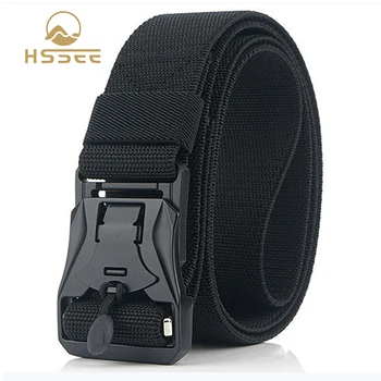 HSSEE naujas mens elastinga taktinis diržas sunku, magnetinės metalo sagtimi diržas mens kokybės elastinga pluošto 3.8 cm lauko sporto diržas