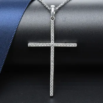 Hutang Kryžiaus Pakabukas 925 Sterling Silver Cross Kubinių Zirconia Karoliai Originali Kryžiaus Pakabukas Moterų Priedai