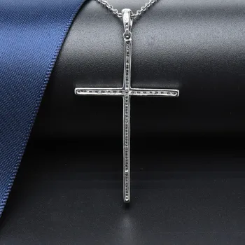 Hutang Kryžiaus Pakabukas 925 Sterling Silver Cross Kubinių Zirconia Karoliai Originali Kryžiaus Pakabukas Moterų Priedai