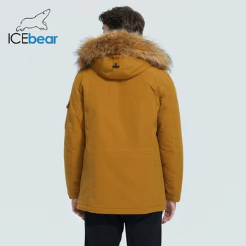 ICEbear 2020 m. žiemos nauja, vyriški striukė vidutinio ilgio medvilnės striukė su kailio apykakle prekės ženklo drabužių MWD20897D