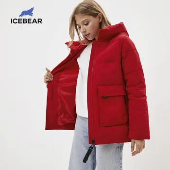 ICEbear 2020 m. žiemos naujas prekės ženklas ponios striukės gobtuvu ponios high-end medvilnės parko madingi moteriški paltai GWD20186D
