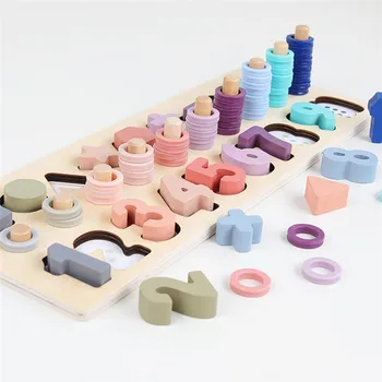 Ikimokyklinio Mediniai Montessori Žaislai Skaičius Geometrinės Formos Pažinimo Rungtynės Kūdikių Ankstyvojo Ugdymo Mokymo Priemonių Matematika Žaislai Vaikams