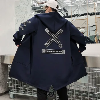 Ilga Striukė Vyrams Spausdinimo Mados 2019 M. Pavasarį Harajuku Švarkelis Paltas Vyrų Atsitiktinis Outwear Hip-Hop Streetwear Paltai WG198