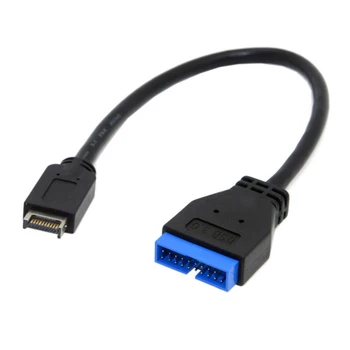 Ilgai Priekinio Skydelio USB 3.1 Adapterio Kabelį Perduoti Priedai Konvertuoti 20cm Juoda Pratęsimo Tipas-E 20 Pin Plokštė
