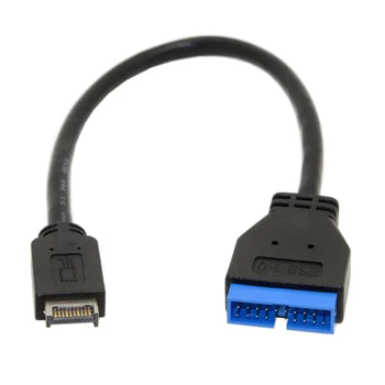 Ilgai Priekinio Skydelio USB 3.1 Adapterio Kabelį Perduoti Priedai Konvertuoti 20cm Juoda Pratęsimo Tipas-E 20 Pin Plokštė