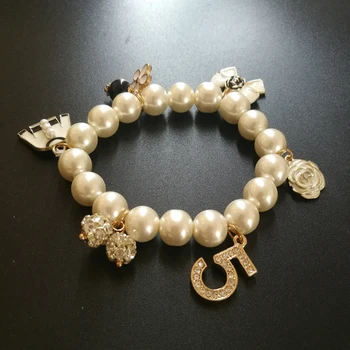 Imituojamas perlų Karoliukai Dizaino kanalo cc apyrankės & bangles moterų bijoux No. 5 Prabanga Apyrankę pulseiras feminina