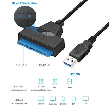 Ingelon Adapteris Sata USB 3.0 Kabelį, Skirtą Kietąjį Diską Iki 6 Gb / s Support 2.5