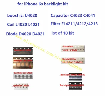 IPhone 6s apšvietimo rinkinys ic U4020 + Ritė L4020 L4021 +Diodų D4020 D4021+Kondensatorius C4023 C4041+Filtras FL4211 42,daug 10 set
