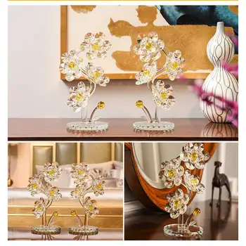 Išskirtinį Kristalų Saulėgrąžų Figūrėlės & Miniatiūriniai Stiklo Gėlių Prespapjė Unfading Puokštė Skulptūra Ornamentu Vestuvių Dekoras