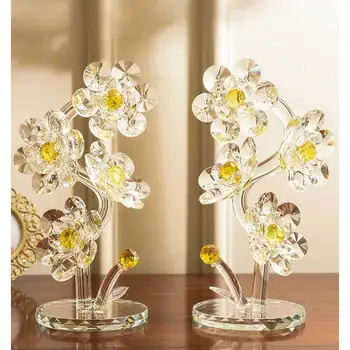 Išskirtinį Kristalų Saulėgrąžų Figūrėlės & Miniatiūriniai Stiklo Gėlių Prespapjė Unfading Puokštė Skulptūra Ornamentu Vestuvių Dekoras