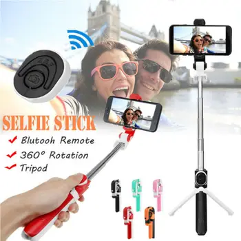Ištraukiamas Savarankiškai Selfie Stick Nešiojamą Monopodzie 360° Besisukantis Selfie Stick Trikojis + Bluetooth Užrakto Nuotolinio Valdymo