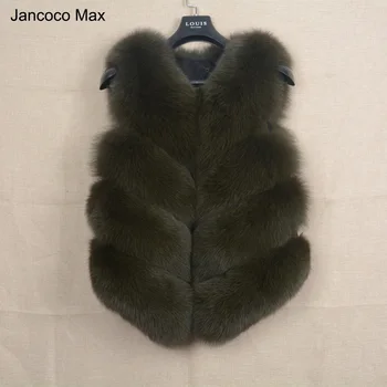Jancoco Max Moterų Nekilnojamojo Lapės Kailio Liemenė Lady Žiemos Mados, Stiliaus Marškiniai Originali Mados Gilet Didmeninės / Mažmeninės prekybos S1677