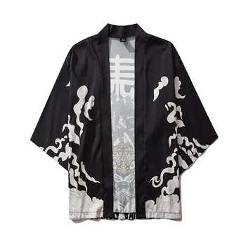 Japonija Mergina Skraiste Kinų Drakonas Anime Drabužius Japonų Stiliaus Tigras Kimono Tokijo Streetwear Haori Vyrų, Moterų Megztinis